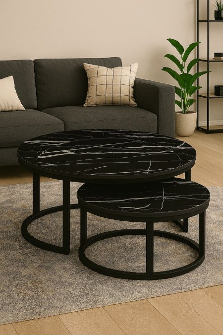 طاولة وسط قطعتين   " ارجل اسود"